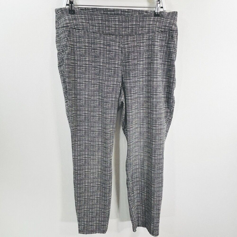 Westbound Pants Women's 18W Gray White Geometric Pull On Stretch Business Casual